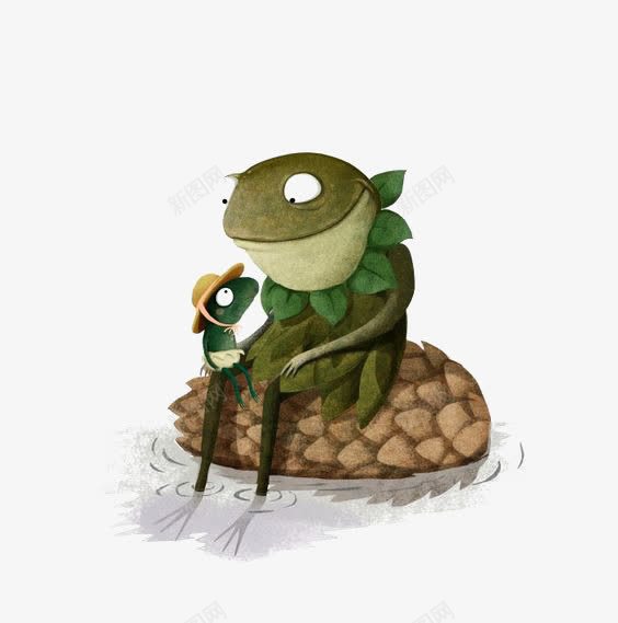 两只青蛙png免抠素材_88icon https://88icon.com 亲子 动物 卡通 手绘 拟人 插画 青蛙