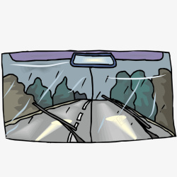 车窗外的道路风景插画矢量图素材