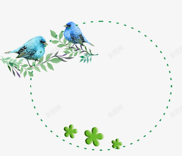 卡通春季树枝上的鸟psd免抠素材_88icon https://88icon.com 卡通 春季 树枝上的鸟 线条 花朵装饰 蓝色的鸟