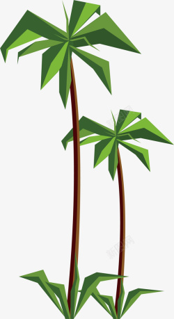 椰子树两颗矢量图素材