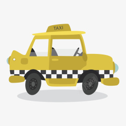 黄色出租车的士扁平插画矢量图素材