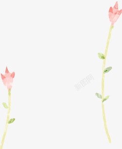 手绘粉色花朵美景素材