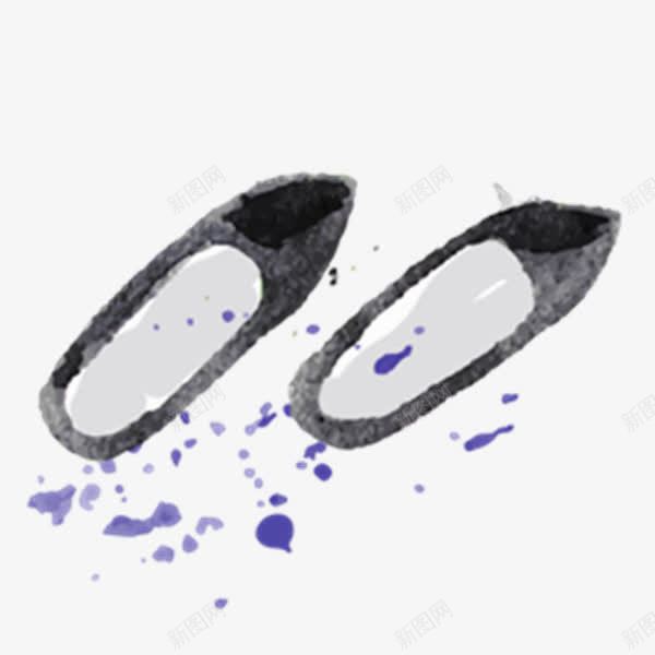 黑色的水墨鞋子png免抠素材_88icon https://88icon.com PNG素材 手绘 鞋子 黑色