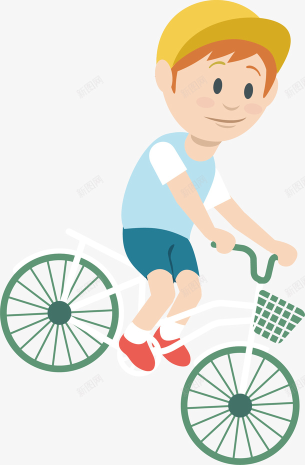 骑自行车的男孩矢量图ai免抠素材_88icon https://88icon.com 创意 卡通 帽子 手绘 男孩 自行车 黄色 矢量图