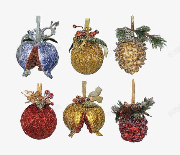 六个圣诞装饰球png免抠素材_88icon https://88icon.com png素材 产品实物 圣诞节 装饰品