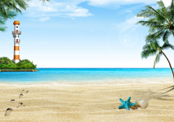 清新海滩夏季度假海报背景海报
