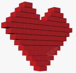 红色清新爱心砖块装饰图案素材