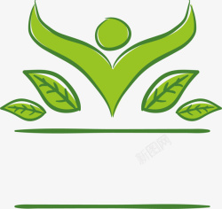 矢量瑜伽标志绿色树叶瑜伽标志高清图片