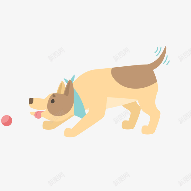 玩球可爱彩色卡通萌犬png免抠素材_88icon https://88icon.com 卡通 可爱 嬉闹 宠物 彩色 淡彩 淡色 狗狗 玩球 球球 黄棕色