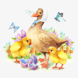 卡通可爱小动物装饰动物头像鸭子素材