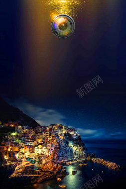 镜头城市夜景微电影海报背景背景