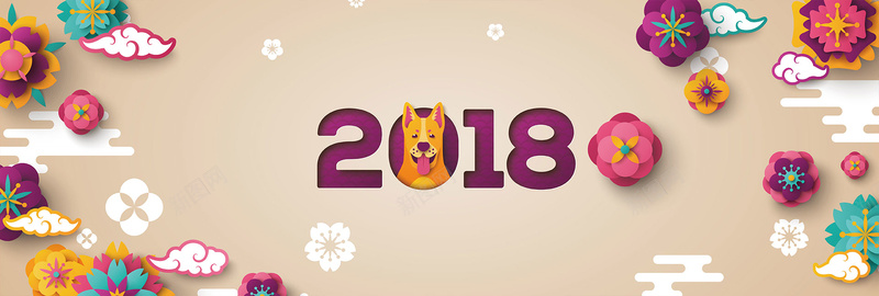 狗年吉祥卡通banner矢量图ai设计背景_88icon https://88icon.com 2018 2018狗年 喜迎新春 新年 新年快乐 新春大吉 春节 狗年 狗年吉祥 金狗 除夕 除夕夜 矢量图