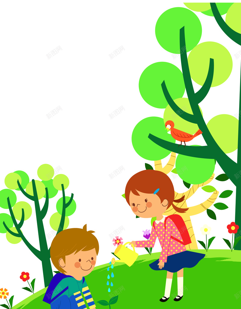 植树节守护小树苗可爱插画海报背景矢量图ai设计背景_88icon https://88icon.com 卡通 可爱 守护 小树苗 扁平 插画 植树节 海报 矢量 童趣 素材 背景 矢量图