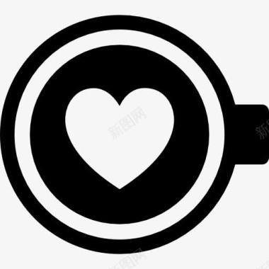 浪漫午后咖啡与心脏图标图标
