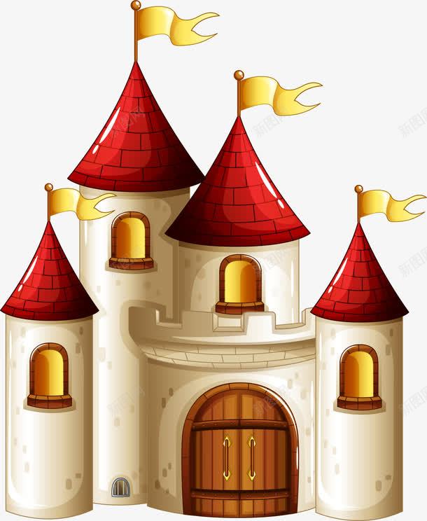 黄色卡通城堡png免抠素材_88icon https://88icon.com 卡通城堡 建筑 童话城堡 童话建筑 装饰图案 黄色城堡