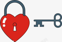 红色爱心锁钥匙素材