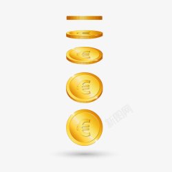 欧元硬币金币片矢量图高清图片
