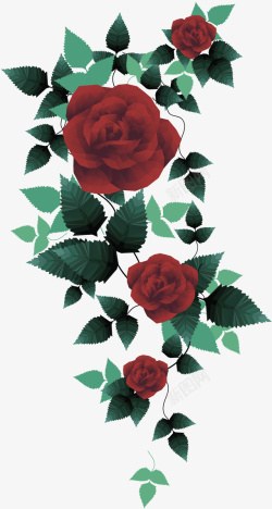 手绘情人节装饰玫瑰花矢量图素材
