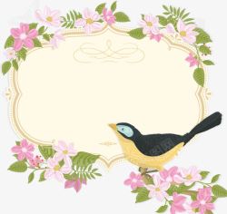鸟儿花卉婚礼装饰文本框素材