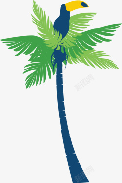 椰子树和鹦鹉矢量图素材