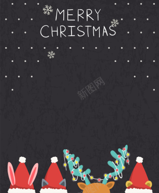 童趣圣诞小动物海报背景矢量图背景