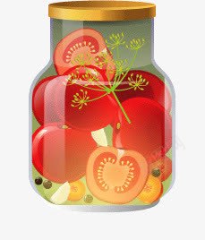 瓶子里的水果蔬菜png免抠素材_88icon https://88icon.com 水果 玻璃瓶 瓶子里的西红柿 罐头 美食
