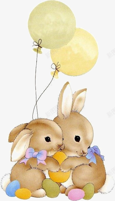 淡黄色兔子气球png免抠素材_88icon https://88icon.com 兔子 彩蛋 气球 淡黄色