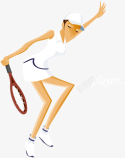 一个正在打网球的运动员矢量图素材