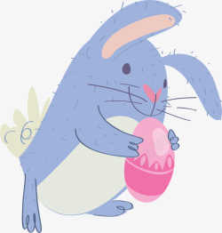蓝色可爱的复活节兔子矢量图素材