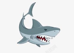 卡通手绘凶猛的鲨鱼插画素材