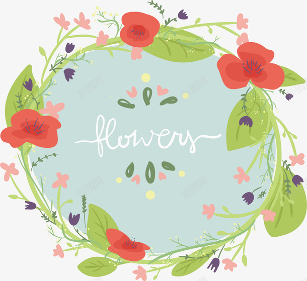 精美手绘花卉花环矢量图ai免抠素材_88icon https://88icon.com 手绘 精美 花卉 花环 矢量图