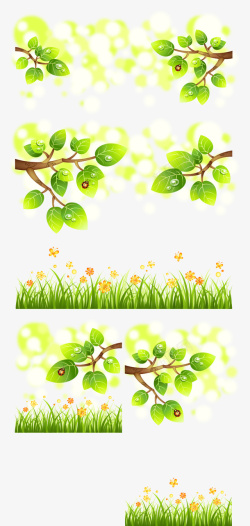 绿色树叶花纹装饰矢量图素材