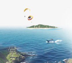 海边跳伞素材