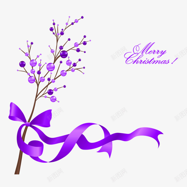 紫色飘带树装饰png免抠素材_88icon https://88icon.com 小树 紫色 蝴蝶结 装饰素材