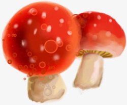 红色卡通漫画蘑菇素材