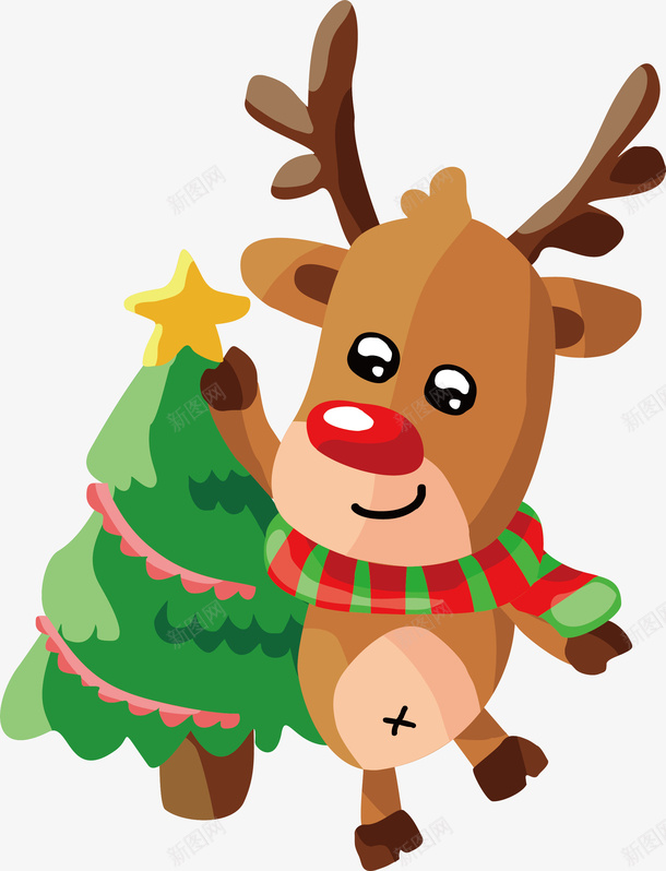 驯鹿圣诞树矢量图ai免抠素材_88icon https://88icon.com 圣诞 圣诞快乐 圣诞树 圣诞节 矢量png 驯鹿 矢量图