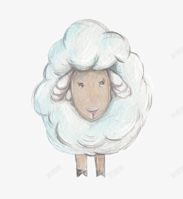 卡通手绘可爱的绵羊png免抠素材_88icon https://88icon.com 创意 动漫动画 卡通绵羊 可爱的绵羊 手绘 简约
