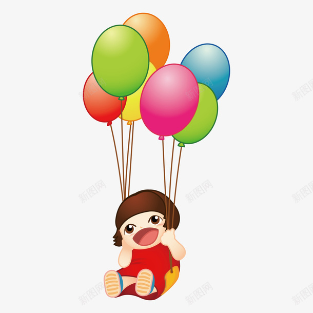 卡通儿童氢气球矢量图ai免抠素材_88icon https://88icon.com 儿童玩耍 儿童节 儿童节快乐 免抠 卡通 气球 漂浮 矢量图