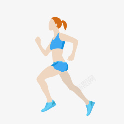 手绘卡通跑步女孩健身元素素材
