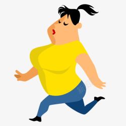 黄色肥胖人群减肥慢跑矢量图素材