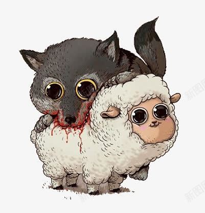 狼吃羊psd免抠素材_88icon https://88icon.com 卡通 大灰狼 绵羊