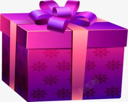 紫色卡通花纹节日礼盒素材