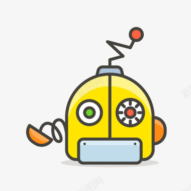 卡通彩色黄色机器人标矢量图图标图标