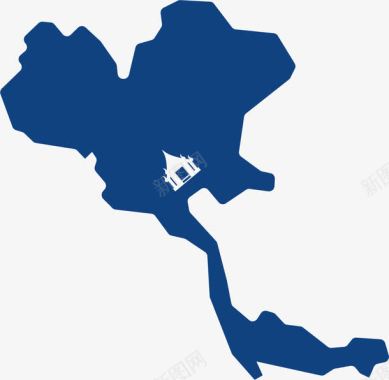 蓝色科技泰国地图简易画图标图标