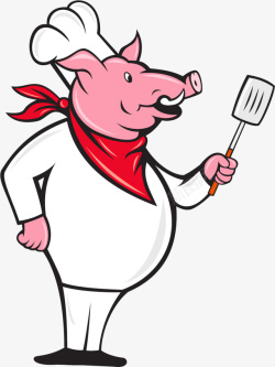手绘野猪厨师矢量图素材