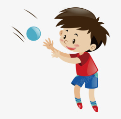 卡通手绘打球的男孩素材