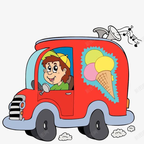 卡通冰淇淋车png免抠素材_88icon https://88icon.com 冰淇淋 冰淇淋车 卡通 小汽车