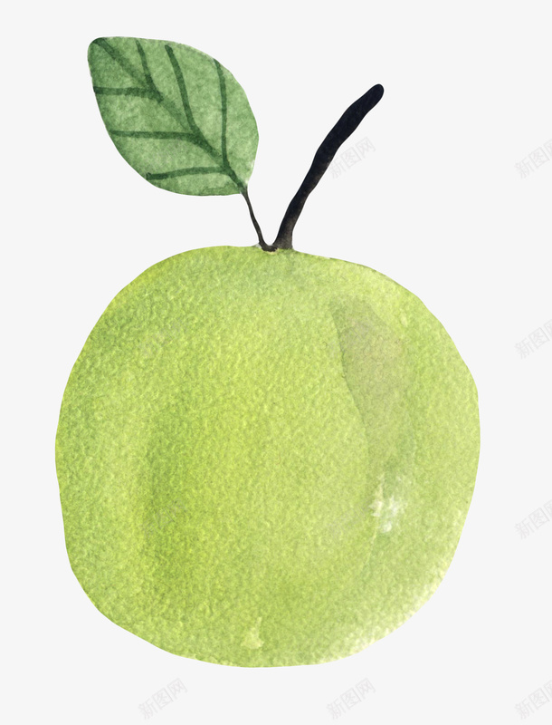 手绘绿色的梨子图png免抠素材_88icon https://88icon.com 创意 卡通手绘 叶子 果子 果实 水彩 绿色 食物