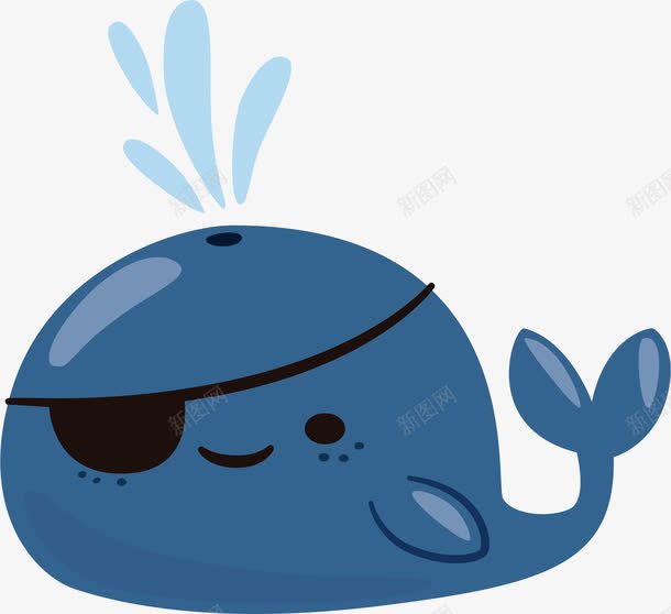 可爱喷水蓝色鲸鱼png免抠素材_88icon https://88icon.com 喷水鲸鱼 海盗鲸鱼 矢量素材 蓝色 鲸鱼