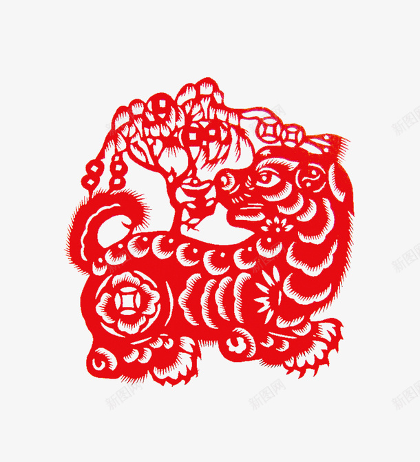 剪纸狗png免抠素材_88icon https://88icon.com 手工艺 狗 红色